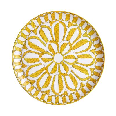 Hermès / Soleil d' Hermes / piatto torta / porcellana / bianco, giallo