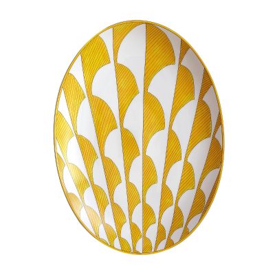 Hermès / Soleil d'Hermes / piatto ovale / porcellana / bianco, giallo