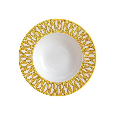 Hermès / Soleil d' Hermes / Set 2 piatti fondi / porcellana / bianco, giallo