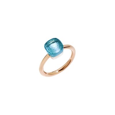 Pomellato / Nudo Petit / anello / oro rosa, oro bianco e topazio azzurro