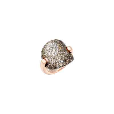 Pomellato / Sabbia / anello / oro rosa rodiato e diamanti brown e bianchi