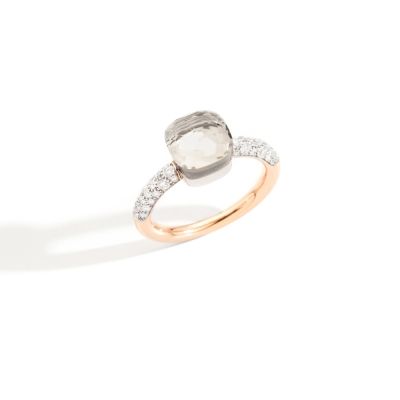 Pomellato / Nudo Petit / anello / oro rosa, oro bianco, diamanti e topazio bianco