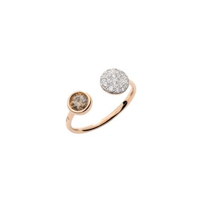 Pomellato / Sabbia / anello / oro rosa, pavè di diamanti bianchi e diamante brown