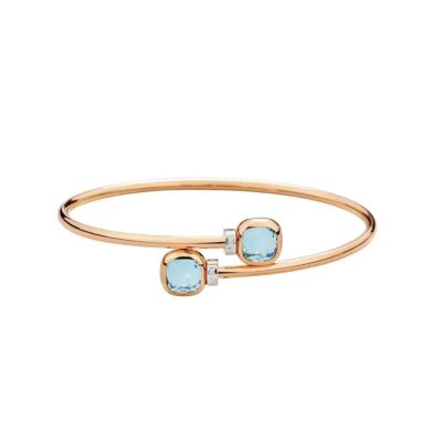 Pomellato / Nudo Mini / bracciale bangle / oro rosa, oro bianco, topazi azzurri e diamanti bianchi