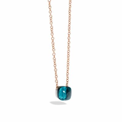 Pomellato / Nudo Petit / pendente con catena / oro rosa, oro bianco e topazio blu London