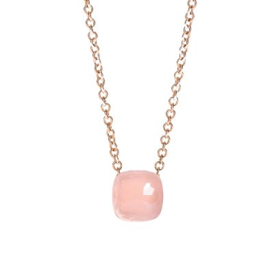 Pomellato / Nudo Classic / collana con pendente 42 cm / oro rosa, oro bianco e quarzo rosa