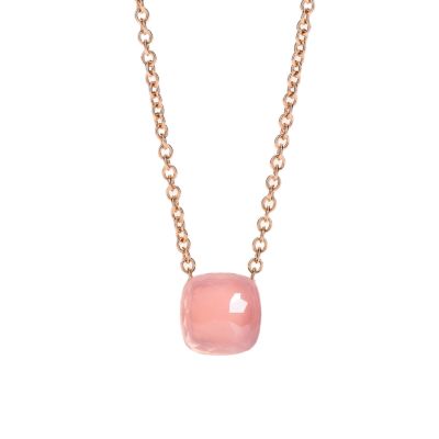 Pomellato / Nudo Classic / collana con pendente 42 cm / oro rosa, oro bianco e quarzo rosa