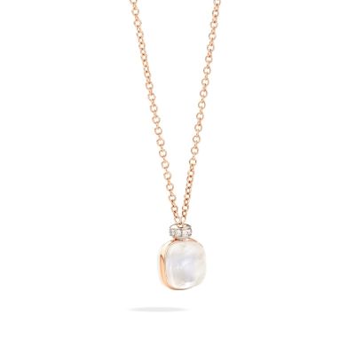 Pomellato / Nudo / collana / oro rosa, oro bianco, topazio bianco con madreperla e diamanti