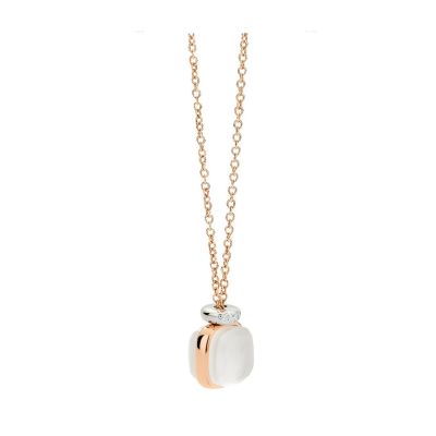 Pomellato / Nudo Mini / collana con pendente 42 cm / oro rosa, oro bianco, quarzo bianco e diamanti