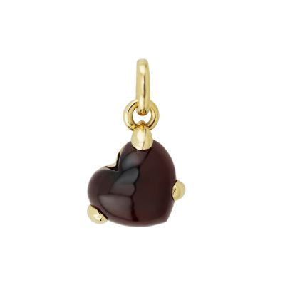 Pomellato / ciondolo pendente a forma di cuore / oro giallo e granato