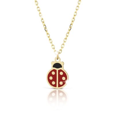 leBebé / PrimeGioie / collana fortuna con coccinella / oro giallo e smalto rosso e nero