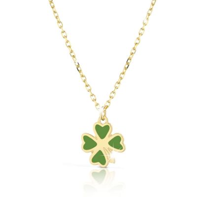 leBebé / PrimeGioie / collana fortuna con quadrifoglio / oro giallo e smalto verde