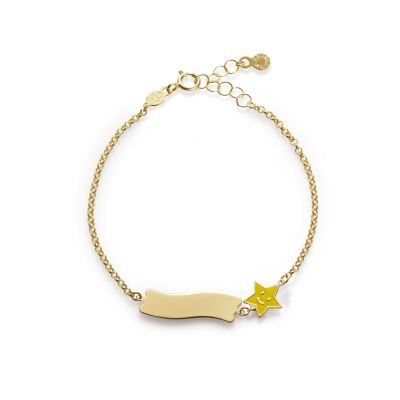 leBebé / PrimeGioie / bracciale fortuna stella e targhetta / oro giallo e smalto giallo