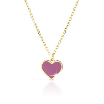 leBebé / PrimeGioie / collana fortuna con cuore / oro giallo e smalto rosa