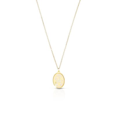 leBebé / PrimeGioie / collana proteggimi con angioletto / oro giallo e smalto bianco