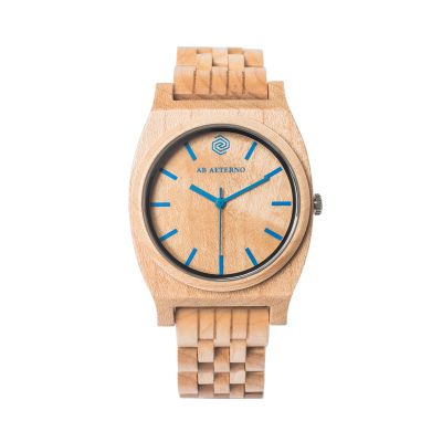 Ab Aeterno / Horizon / Route Blue / orologio unisex / quadrante acero / cassa e bracciale legno