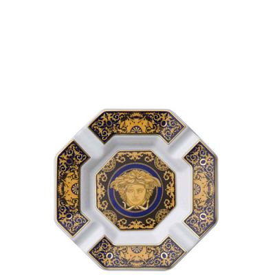 Rosenthal – Versace / Medusa Blue / posacenere / porcellana / blu, oro, nero