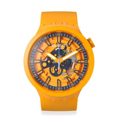 Swatch / Big Bold / Fresh Orange / orologio unisex / quadrante trasparente / cassa plastica / cinturino silicone