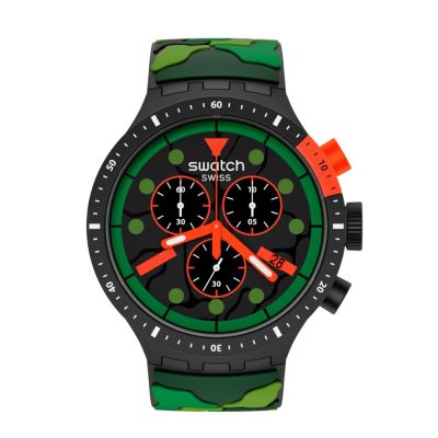 Swatch / Big Bold Chrono / Escapejungle / orologio uomo / quadrante verde / cassa plastica / cinturino silicone