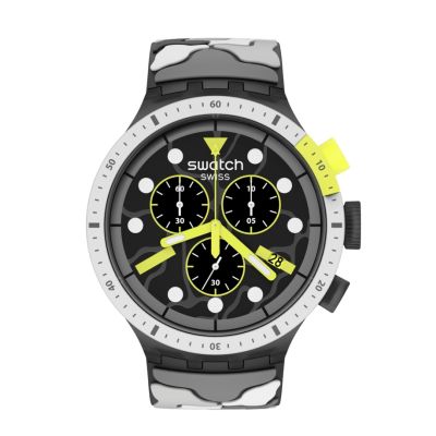 Swatch / Big Bold Chrono / Escapeartic / orologio uomo / quadrante grigi / cassa plastica / cinturino silicone