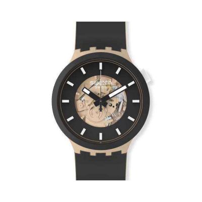 Swatch / Big Bold / Bioceramic – Time for Taupe / orologio unisex / quadrante scheletrato nero / cassa plastica / cinturino plastica