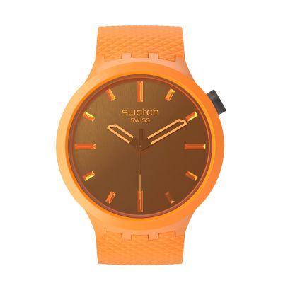 Swatch / Big Bold / Crushing Orange / orologio unisex / quadrante nero / cassa plastica / cinturino silicone