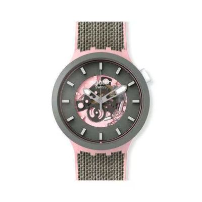 Swatch / Big Bold Bisourced / Misty Cliffs / orologio donna / quadrante scheletrato / cassa plastica / cinturino silicone