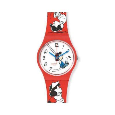 Swatch / Peanuts / Klunk / orologio unisex / quadrante bianco / cassa plastica / cinturino silicone
