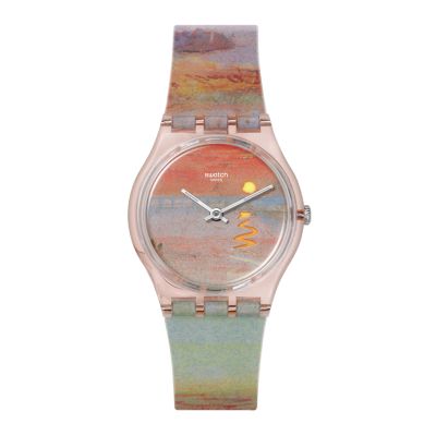 Swatch X Tate Gallery / Turner's Scarlet Sunset / orologio unisex / quadrante fantasia / cassa in plastica / cinturino silicone