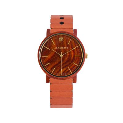 Ab Aeterno / Harmony / Soul 35 / orologio donna / quadrante sandalo rosso / cassa e bracciale legno