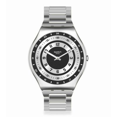 Swatch / Rings of Irony / orologio unisex / quadrante grigio / cassa e bracciale acciaio