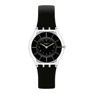 Swatch / Skin / Black Classiness / orologio donna / quadrante nero / cassa plastica / cinturino silicone nero