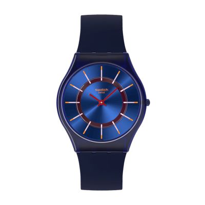 Swatch / Very Jazzy Berry / orologio unisex / quadrante blu / cassa plastica / cinturino silicone