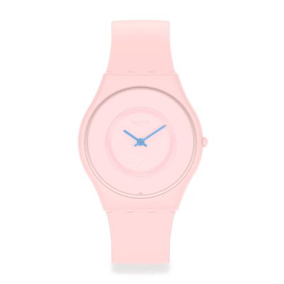 Swatch / Skin Classic Bioceramic / Caricia Rosa / orologio unisex / quadrante rosa / cassa plastica / cinturino silicone