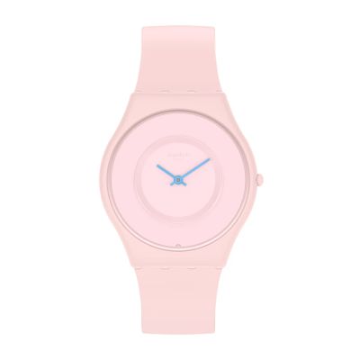Swatch / Skin Classic Bioceramic / Caricia Rosa / orologio unisex / quadrante rosa / cassa plastica / cinturino silicone