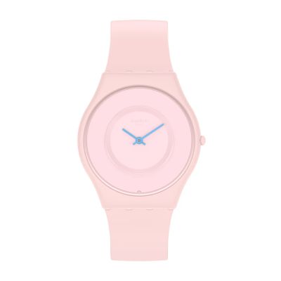 Swatch / Skin Classic Bioceramic / Caricia Rosa / orologio unisex / quadrante rosa / cassa plastica / cinturino silicone