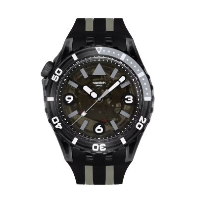 Swatch / Scubaqua / Black Sea Nettle / orologio unisex / quadrante nero / cassa plastica / cinturino silicone