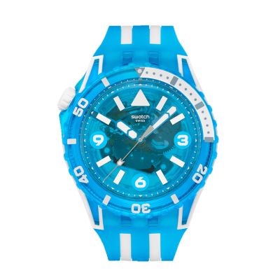 Swatch / Scubaqua / Blue Fire / orologio unisex / quadrante blu / cassa plastica / cinturino silicone