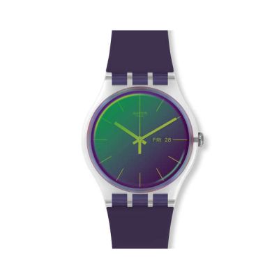 Swatch / New Gent / Polapurple / orologio unisex / quadrante viola / cassa plastica / cinturino silicone