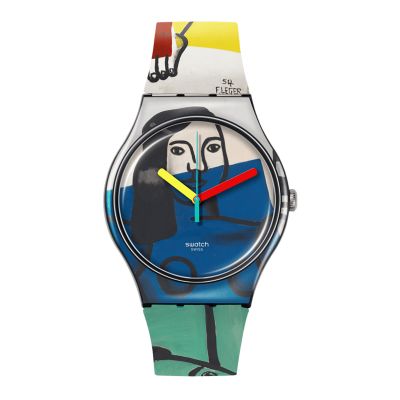 Swatch X Tate Gallery / Leger's Two Women Holding Flowers / orologio unisex / quadrante fantasia / cassa in plastica / cinturino silicone