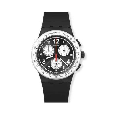 Swatch / Irony Chrono / Nothing Basic About Black / orologio uomo / quadrante nero / cassa plastica / cinturino silicone