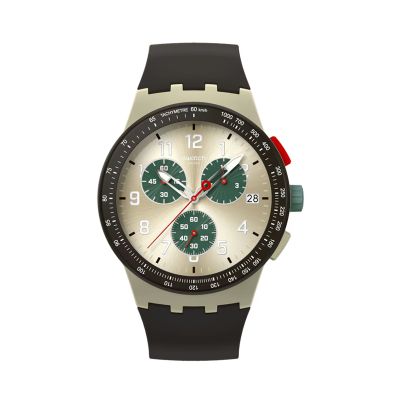 Swatch Obsidian Ink / New Chrono / orologio uomo / quadrante beige / cassa plastica / cinturino silicone