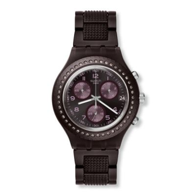 Swatch / Irony / Tobacco Scent / orologio unisex / quadrante viola / cassa plastica / bracciale alluminio