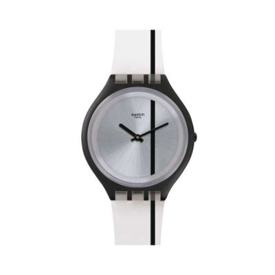 Swatch / Skin / Skinthrough / orologio unisex / quadrante argentato / cassa plastica / cinturino silicone