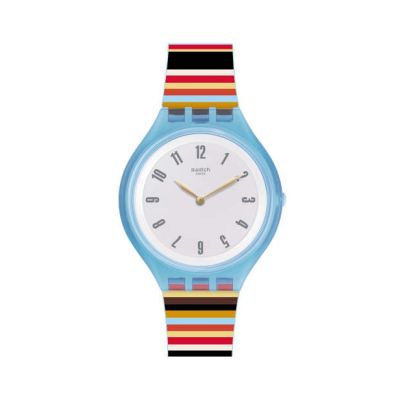 Swatch / Skin / Skinstripes / orologio unisex / quadrante grigio / cassa plastica / cinturino silicone