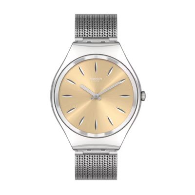 Swatch / Skin Irony / Skingoldenblink / orologio donna / quadrante dorato / cassa e bracciale acciaio