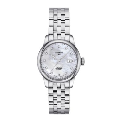 Tissot Le Locle Automatic Lady / orologio donna / quadrante madreperla bianco e indici diamantati / cassa e bracciale acciaio