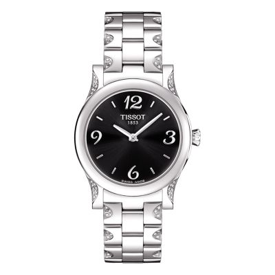 Tissot Stylis-T / orologio donna / quadrante nero / cassa e bracciale acciaio