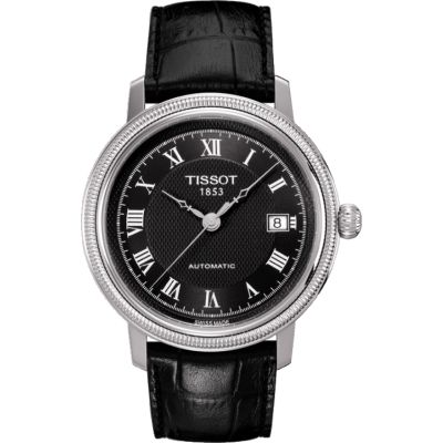 Tissot Bridgeport / orologio uomo / quadrante nero / cassa acciaio / cinturino pelle nera