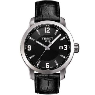 Tissot PRC 200 / orologio uomo / quadrante nero / cassa acciaio / cinturino pelle nera